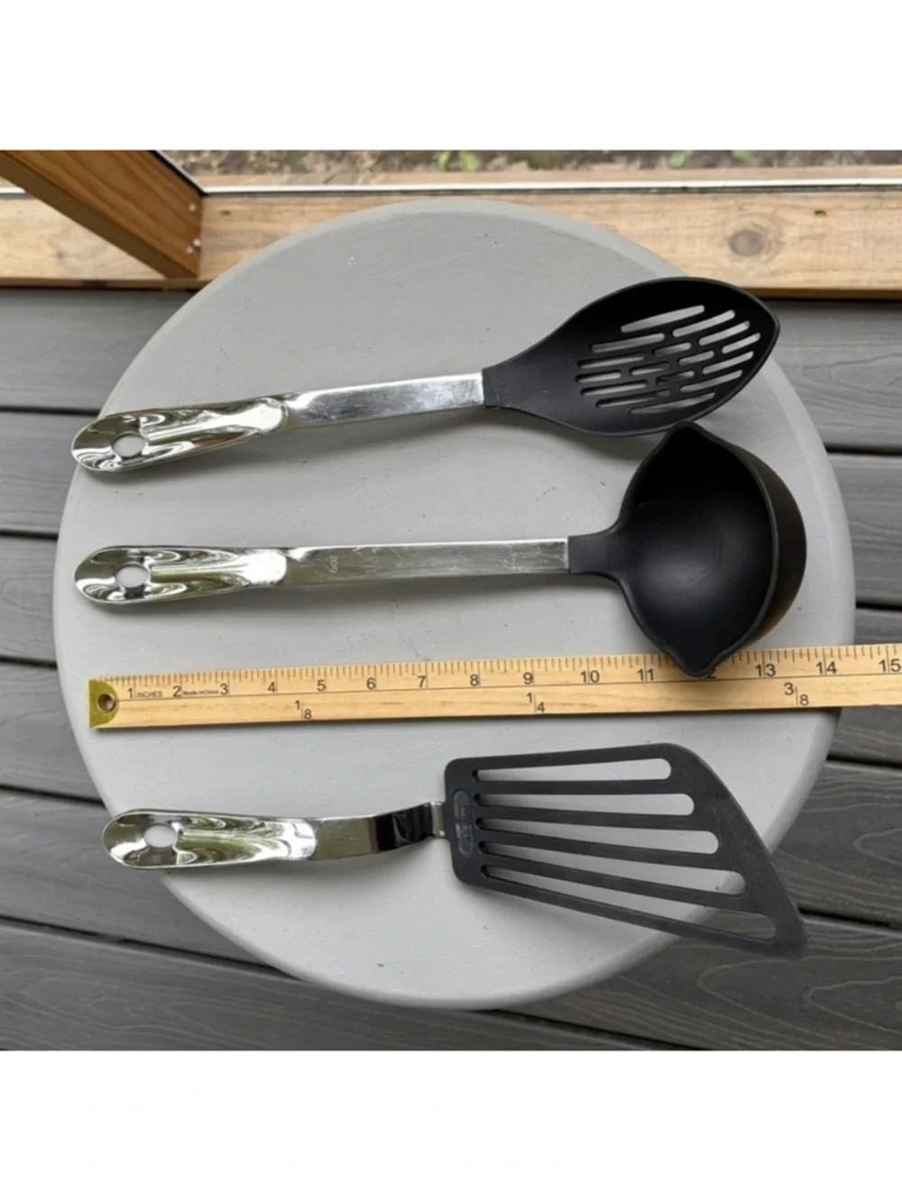 All-Clad Kitchen Utensil Set of 3 - Slotted Spoon Spatula Ladle Stainless/Black